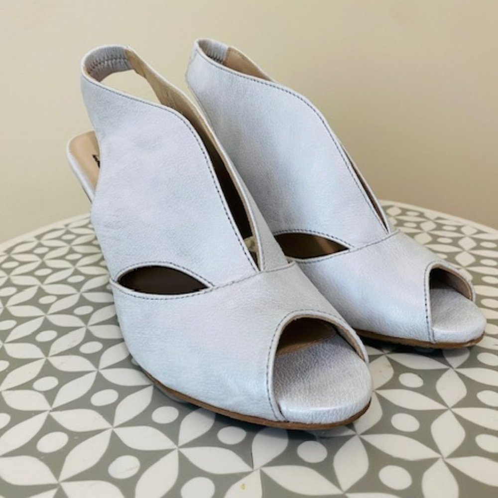 White open toe high heels